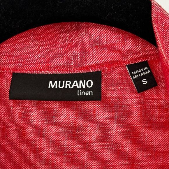 Murano Linen Long Sleeve Button Front Tunic Blouse Light Red Size Small - Picture 2 of 10